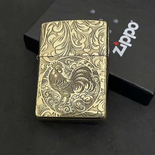 Zippo Brass 12 con giáp năm Dậu – Gà