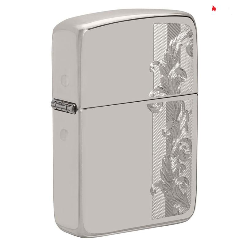 Zippo 1941 Replica Sterling Silver Herringbone Filigree Design - 49558