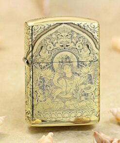Zippo Armor Brass White Tara Bodhisattva on Lotus - BRC27