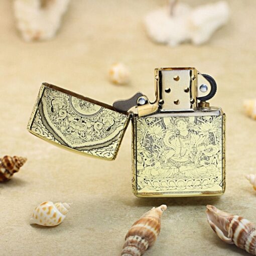 Zippo Armor Brass White Tara Bodhisattva on Lotus - BRC27 - Hình ảnh 3
