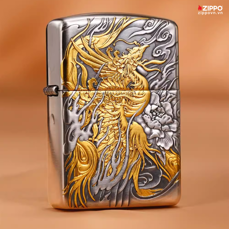 Zippo Armor Sterling Silver 24K Gold-plated Phoenix Rebirth - STLG03