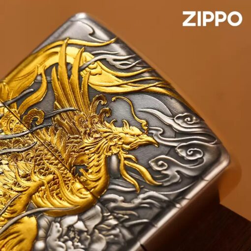 Zippo Armor Sterling Silver 24K Gold-plated Phoenix Rebirth - STLG03 - Hình ảnh 4