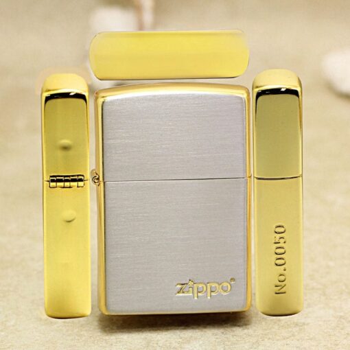 Zippo Gold-plated Brushed Silver Logo No. - OD43 - Hình ảnh 5