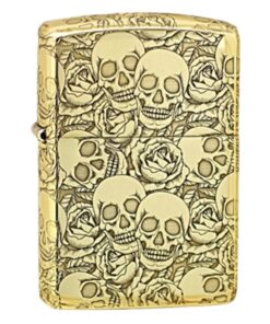 Zippo Armor Brass Đầu Lâu và Hoa Hồng - BRC26