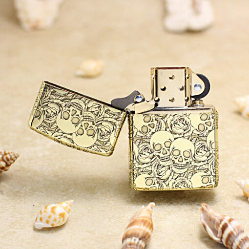 Zippo Armor Brass Đầu Lâu và Hoa Hồng - BRC26 - Hình ảnh 4