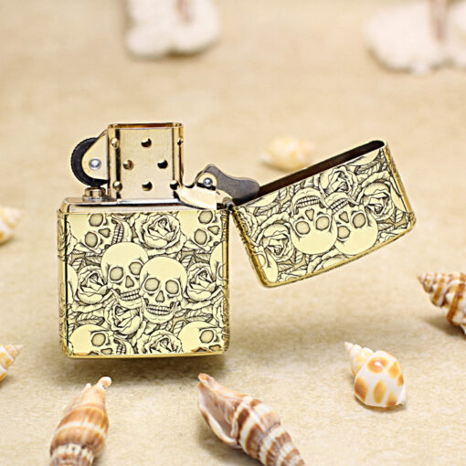 Zippo Armor Brass Đầu Lâu và Hoa Hồng - BRC26 - Hình ảnh 5