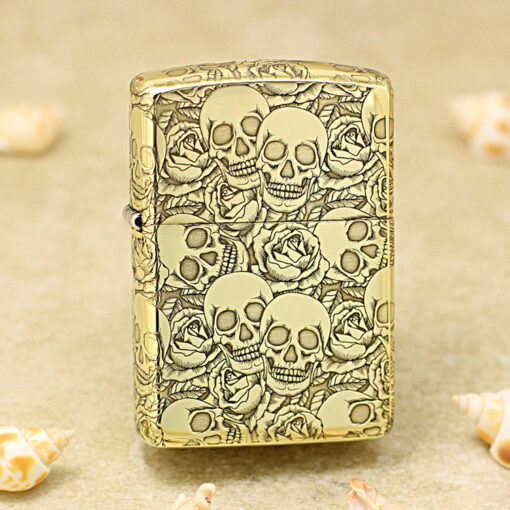 Zippo Armor Brass Đầu Lâu và Hoa Hồng - BRC26 - Hình ảnh 2