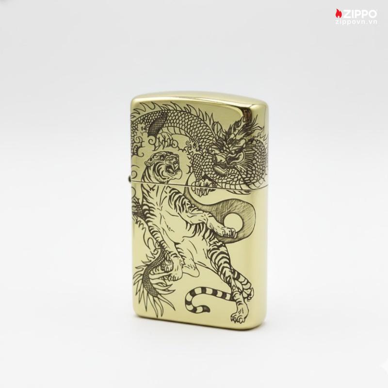 Zippo High Polish Brass Dragon And Tiger - BRC30