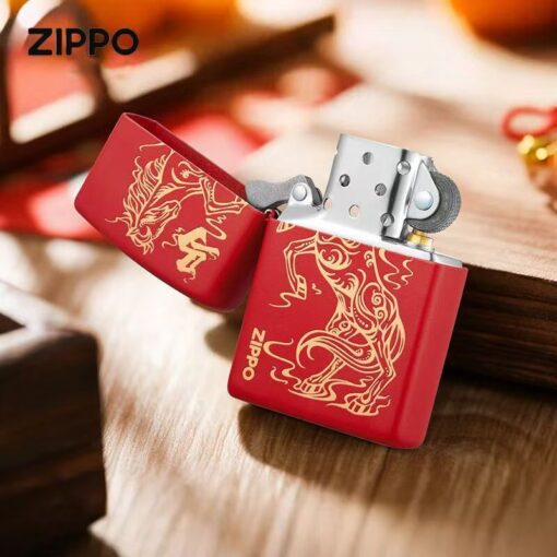Zippo Deep Carved Auspicious Horse Red matte - 233HORSE - Hình ảnh 3