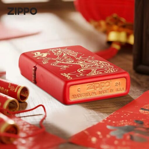Zippo Deep Carved Auspicious Horse Red matte - 233HORSE - Hình ảnh 4