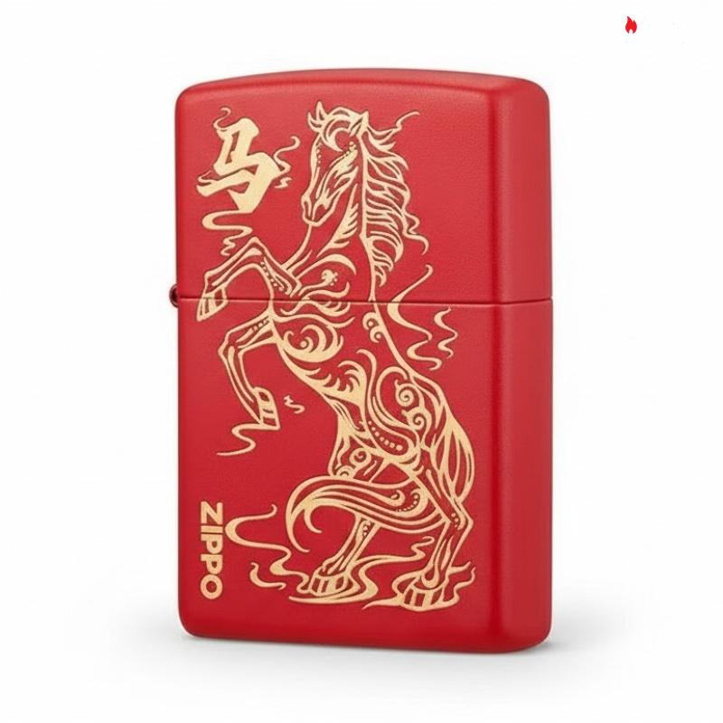 Zippo Deep Carved Auspicious Horse Red matte - 233HORSE