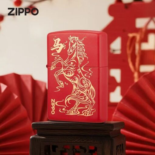Zippo Deep Carved Auspicious Horse Red matte - 233HORSE - Hình ảnh 2