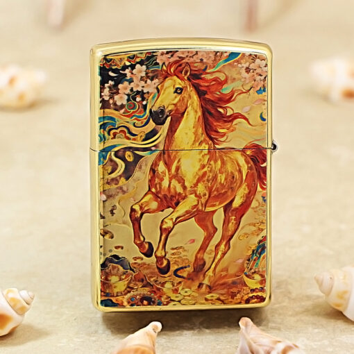 Zippo Gold-plated Painted Horse Zodiac - 205G-GP-HOR - Hình ảnh 3