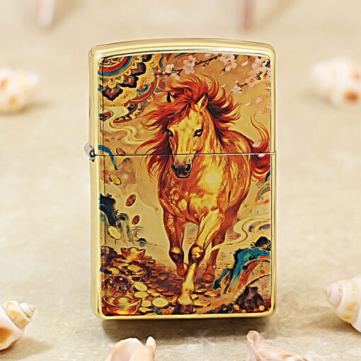Zippo Gold-plated Painted Horse Zodiac - 205G-GP-HOR - Hình ảnh 2