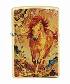 Zippo Gold-plated Painted Horse Zodiac - 205G-GP-HOR