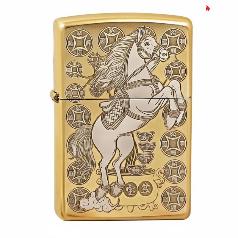 Zippo Two-Tone Horse Zodiac with Wealth - 205G-TT-HOR