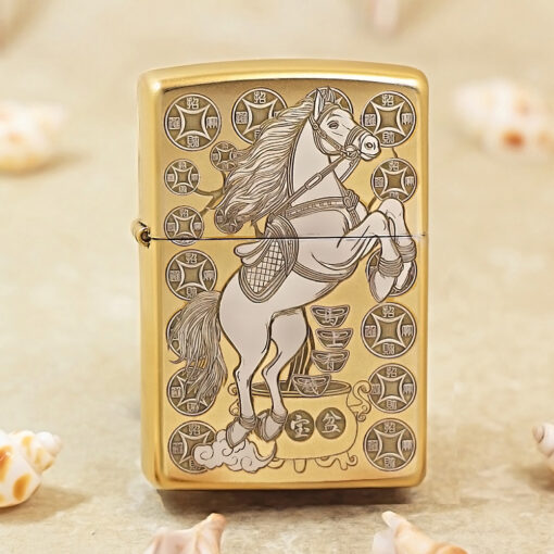 Zippo Two-Tone Horse Zodiac with Wealth - 205G-TT-HOR - Hình ảnh 2