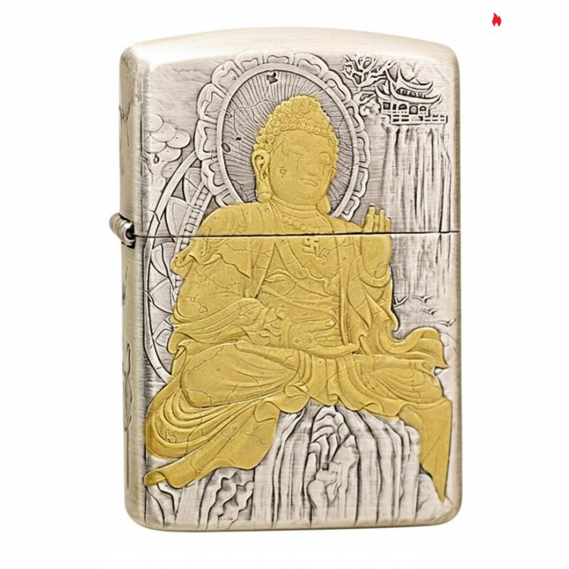 Zippo Two-Tone Silver Plated Buddha - OD14