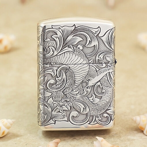 Zippo Armor Sterling Silver Dragon Pattern - STCR06 - Hình ảnh 3