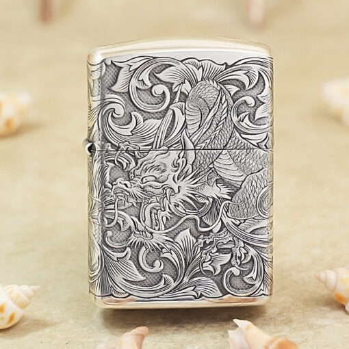 Zippo Armor Sterling Silver Dragon Pattern - STCR06 - Hình ảnh 2