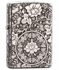 Zippo Armor Sterling Silver Peony Patterns - STCR13