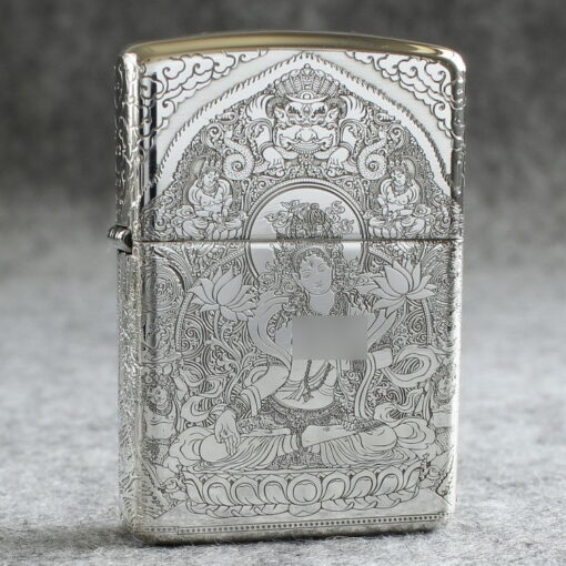 Zippo Armor Sterling Silver White Tara Bodhisattva on Lotus - STCR15 - Hình ảnh 2