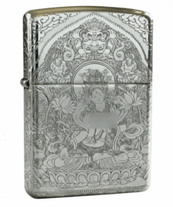 Zippo Armor Sterling Silver White Tara Bodhisattva on Lotus - STCR15