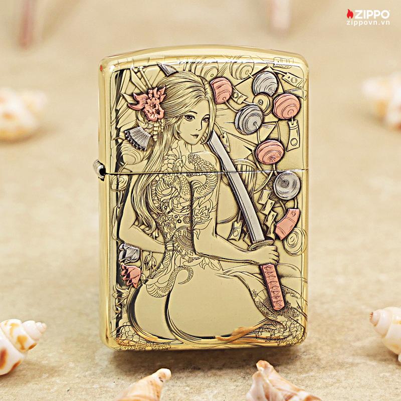 Zippo Geisha with Sword and Tattoo Design - OD35