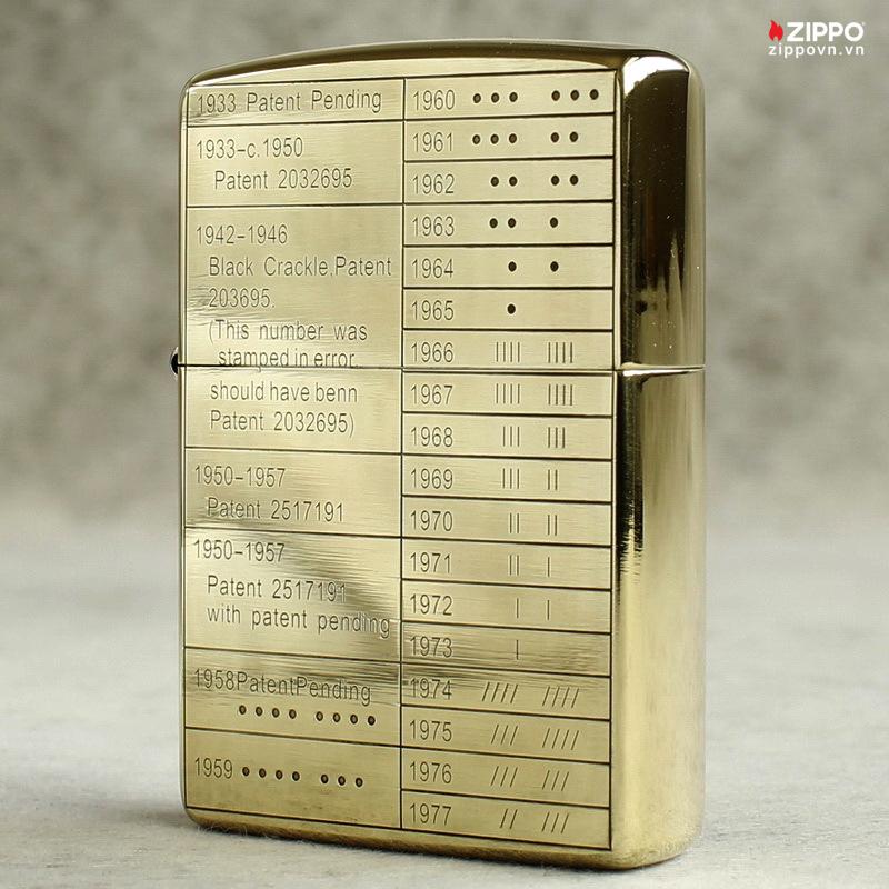 Zippo Armor Bottom Stamp Comparison Chart - BRC62