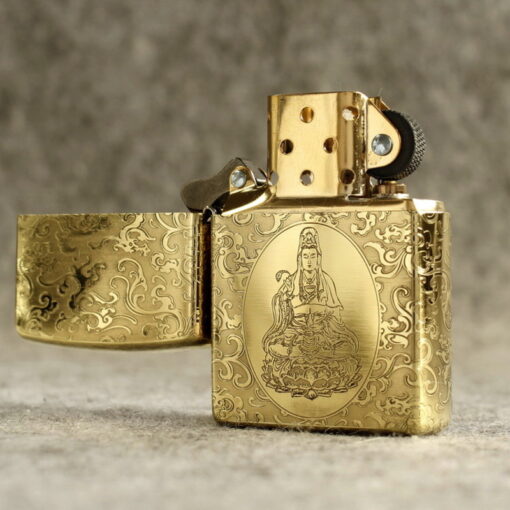 Zippo Armor Brass Auspicious Clouds Guanyin - BRC90 - Hình ảnh 3