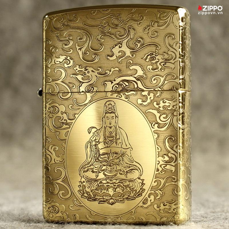 Zippo Armor Brass Auspicious Clouds Guanyin - BRC90