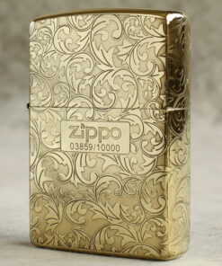 Zippo Armor Brass Floral Pattern with MD Logo - BRC95