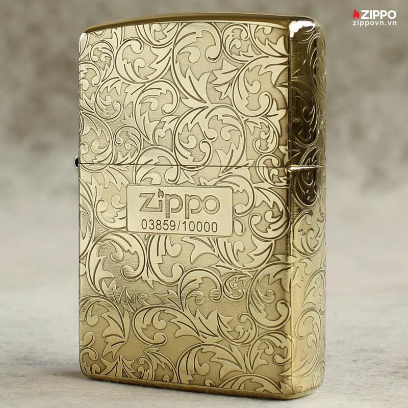 Zippo Armor Brass Floral Pattern with MD Logo - BRC95