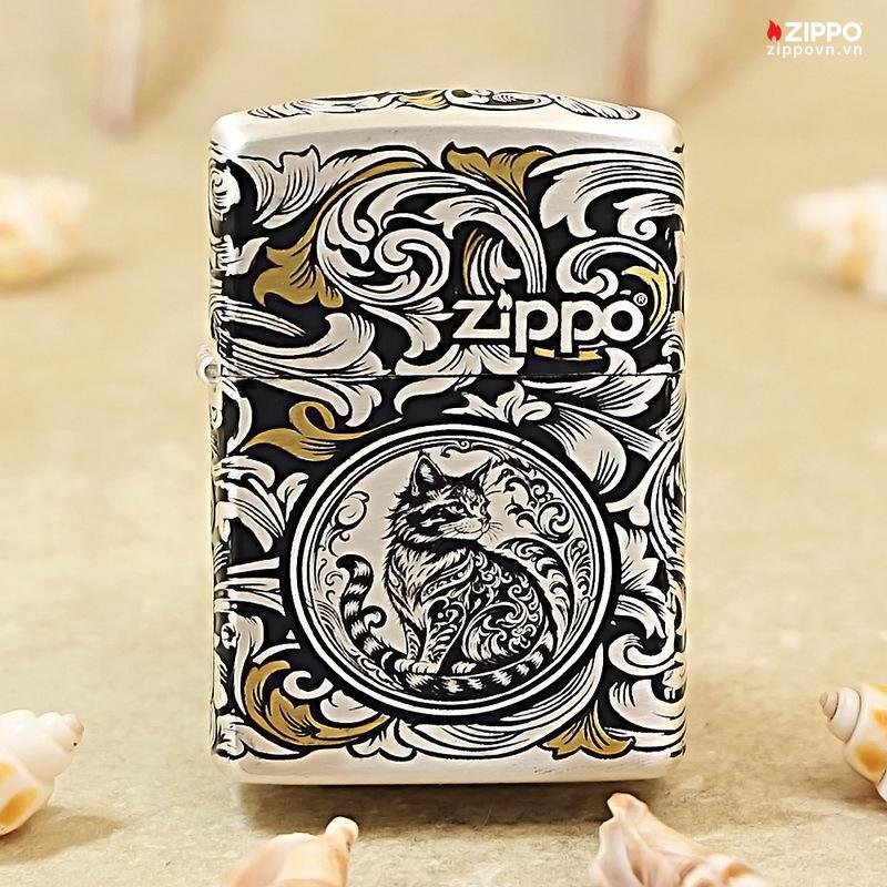 Zippo 12 con giáp cao cấp năm Mão – Mèo 12.4CC