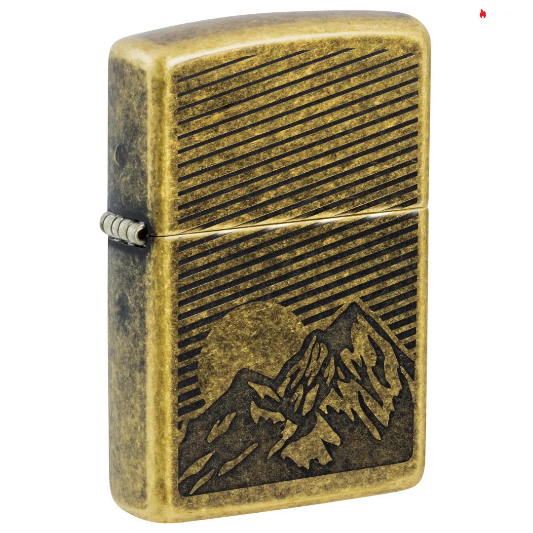 Zippo Etched Mountains Antique Brass - 47432