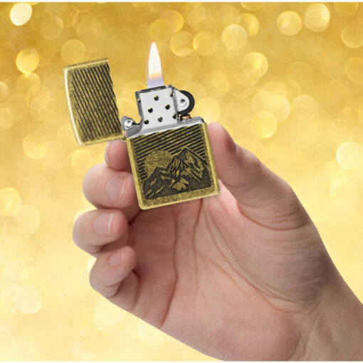 Zippo Etched Mountains Antique Brass - 47432 - Ảnh 6