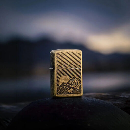 Zippo Etched Mountains Antique Brass - 47432 - Ảnh 7