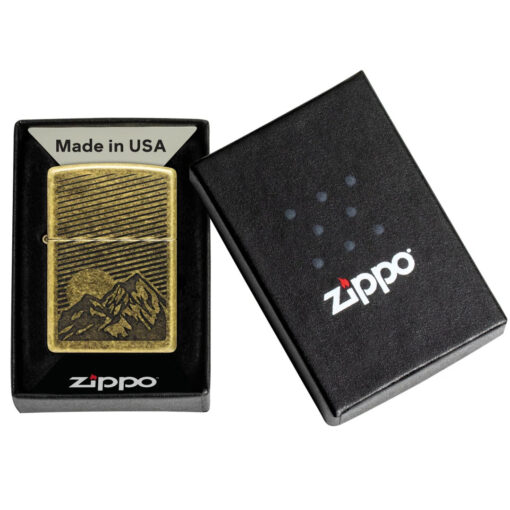 Zippo Etched Mountains Antique Brass - 47432 - Ảnh 4
