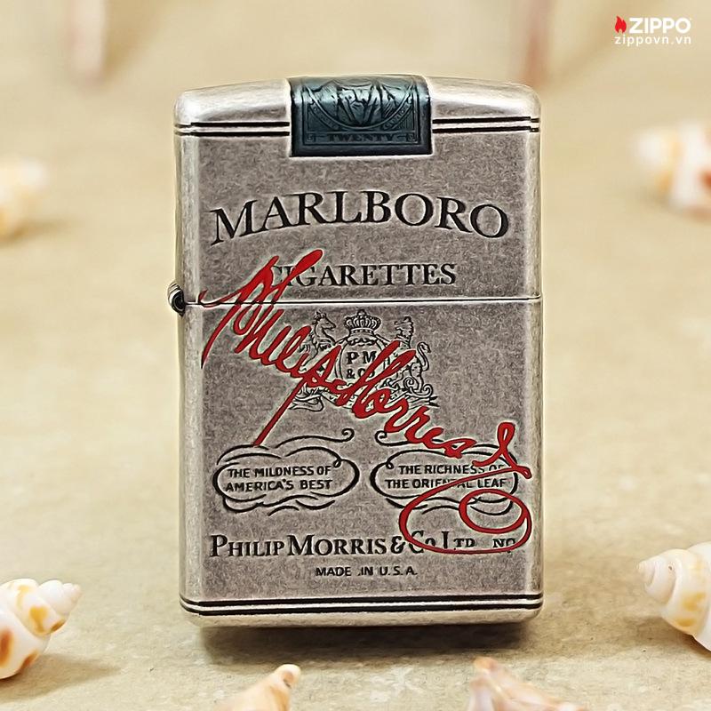 Zippo Antique Silver Plate Marlboro - AT-121FB-06